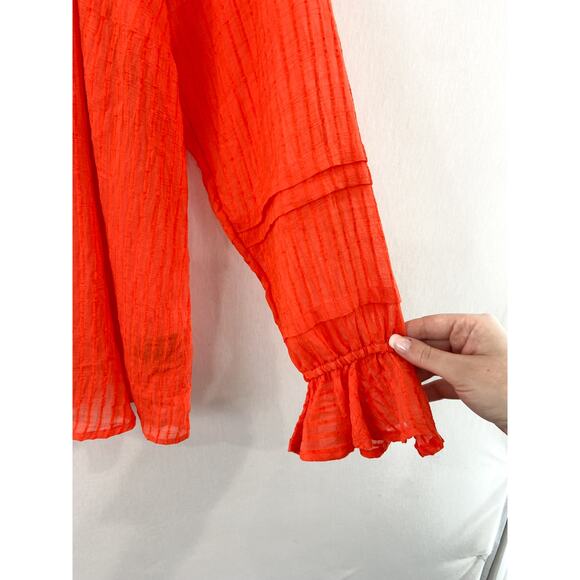 NEW Torrid Orange Stripe Gauze Lace-Up Peasant Top size 12 Boho Cottage - Picture 6 of 8